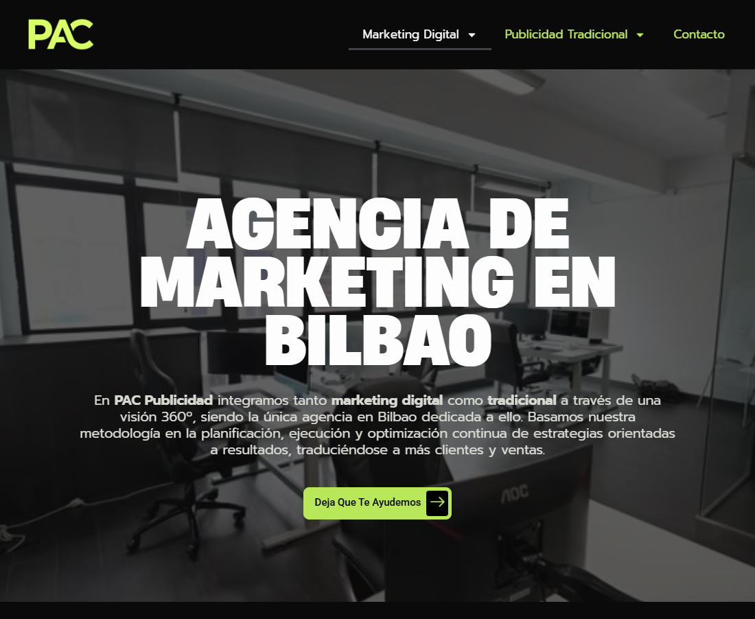 Home page of Pac Publicidad, a marketing agency site